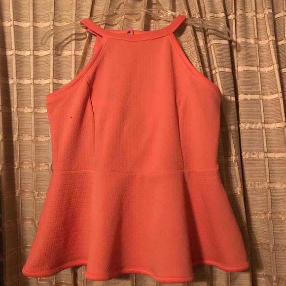 Seductions Tops - Coral Pink Peplum Halter Top